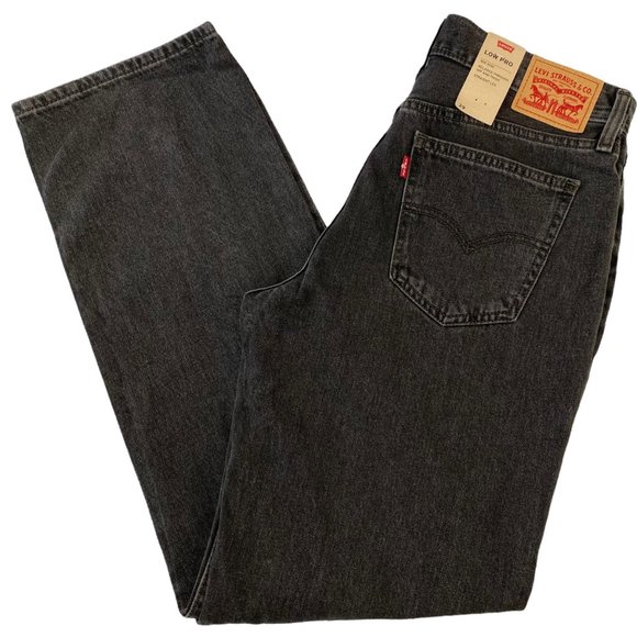 Levi's Low Pro Black Straight Leg Denim Blue Jeans 100% Cotton Sizes 29 31 32 - Picture 1 of 9